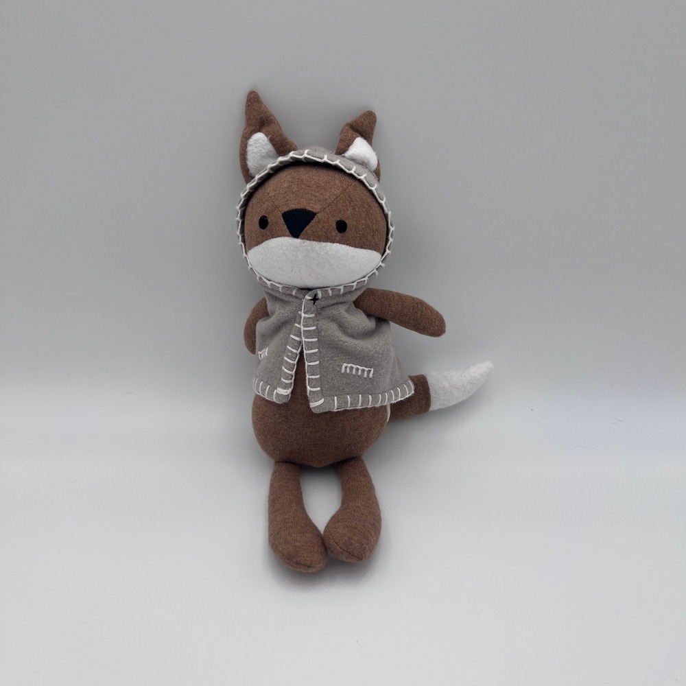 Cuddle + Kind Quinn the Fox Little 13 inch Hand Knit Plush Doll Brown Grey